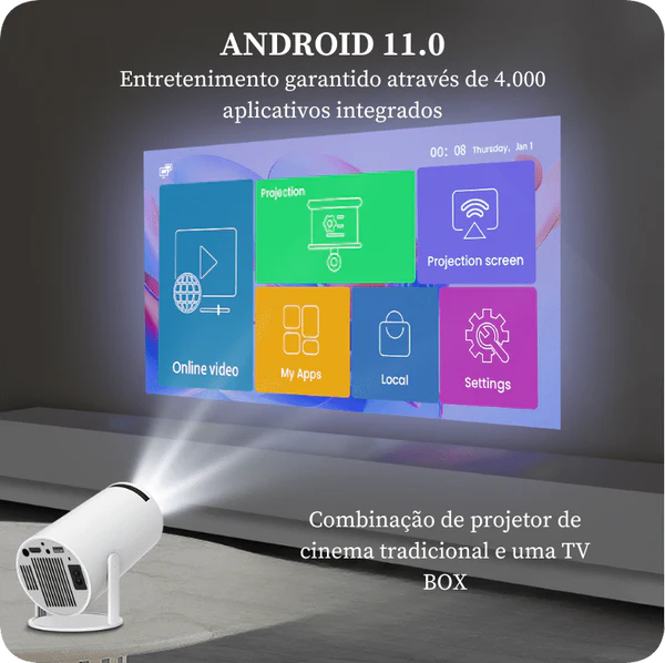 Projetor 4K Android 11 Original - Wifi6 duplo